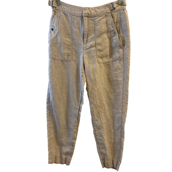 Athleta Size 8 Voyager Linen Pant Bone Colored Adjustable Waist - Picture 4 of 8
